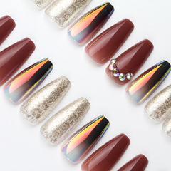 新款30片穿戴甲ins中長芭蕾甲梯形美甲貼片假指甲貼片歐美跨境