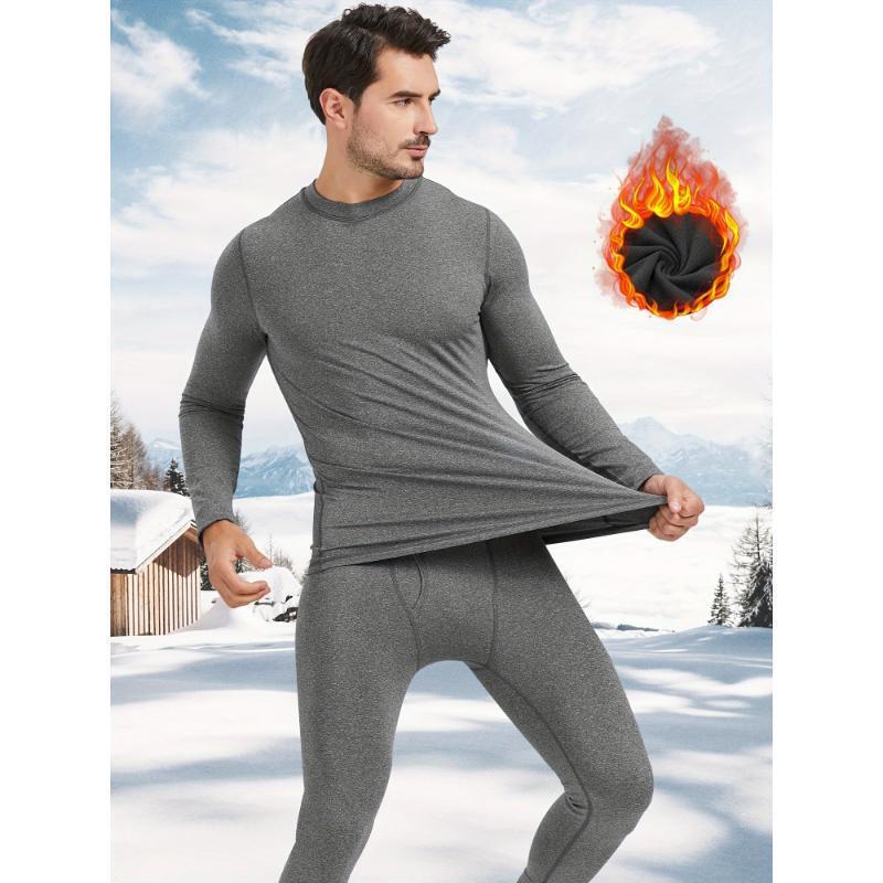 Cross-Border Men's Thermal Underwear Men's Thermal Underwear Set Top and Pants Fleece