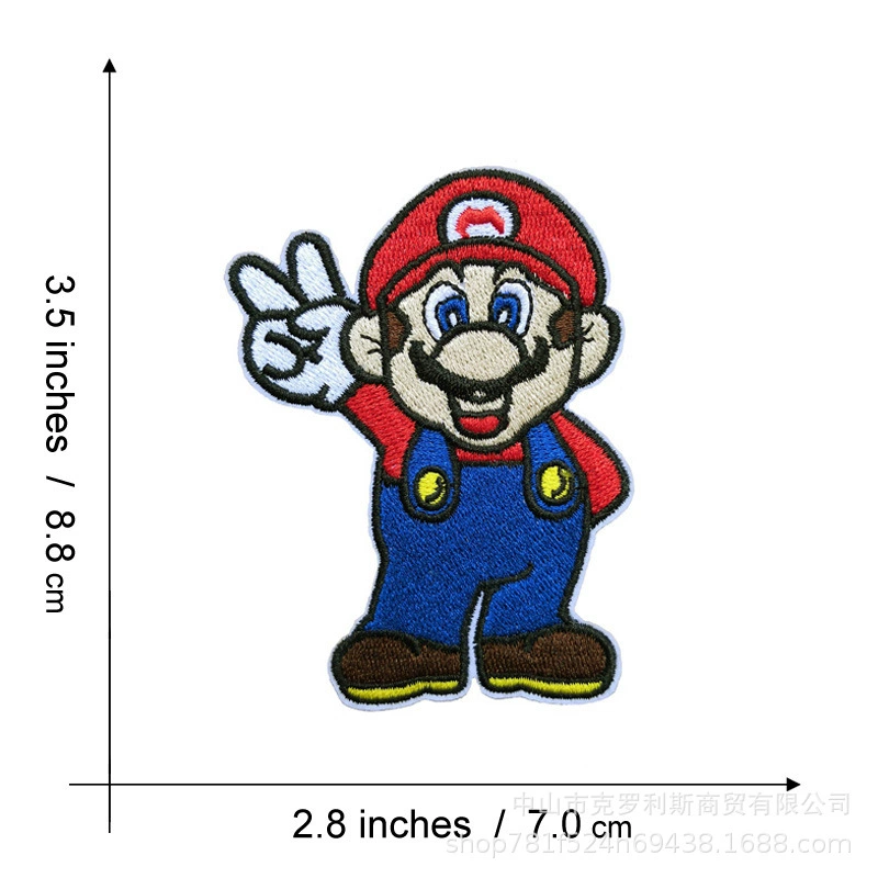 克罗利斯 Cartoon Mario Elf Ball Trip League denim jacket patch patch percut