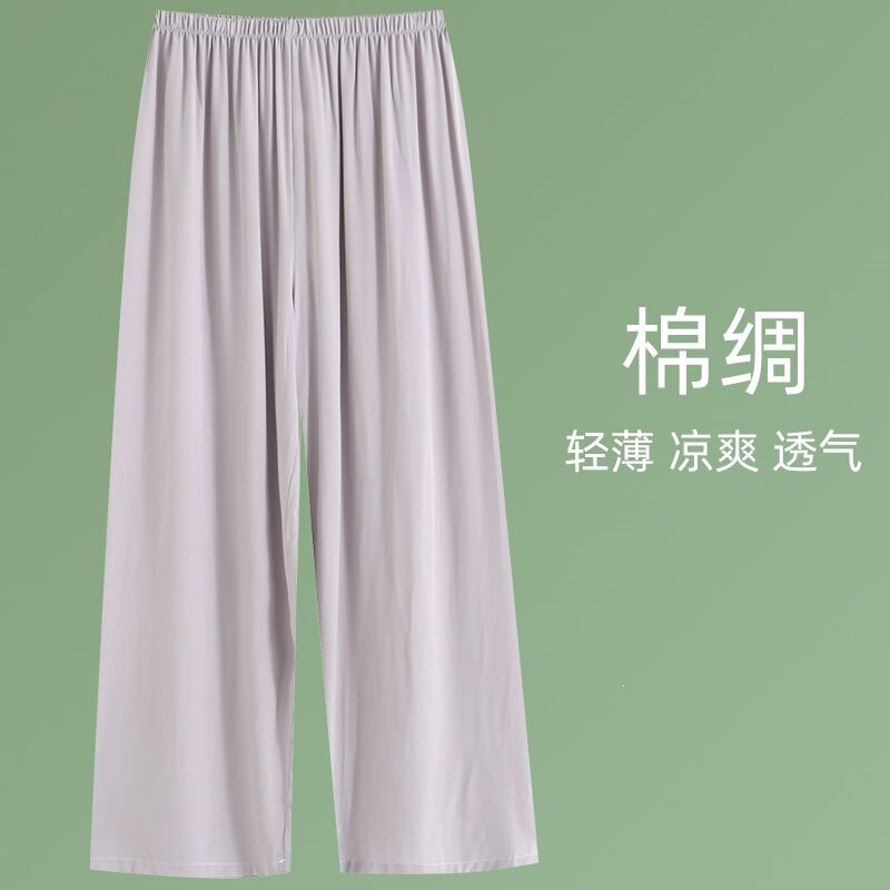 Summer cotton silk pants, women's single-piece sleep pants, cropped pants, wide-leg pants, square dance clothing, thin style for outdoor wear, thin style for morning exercises 2