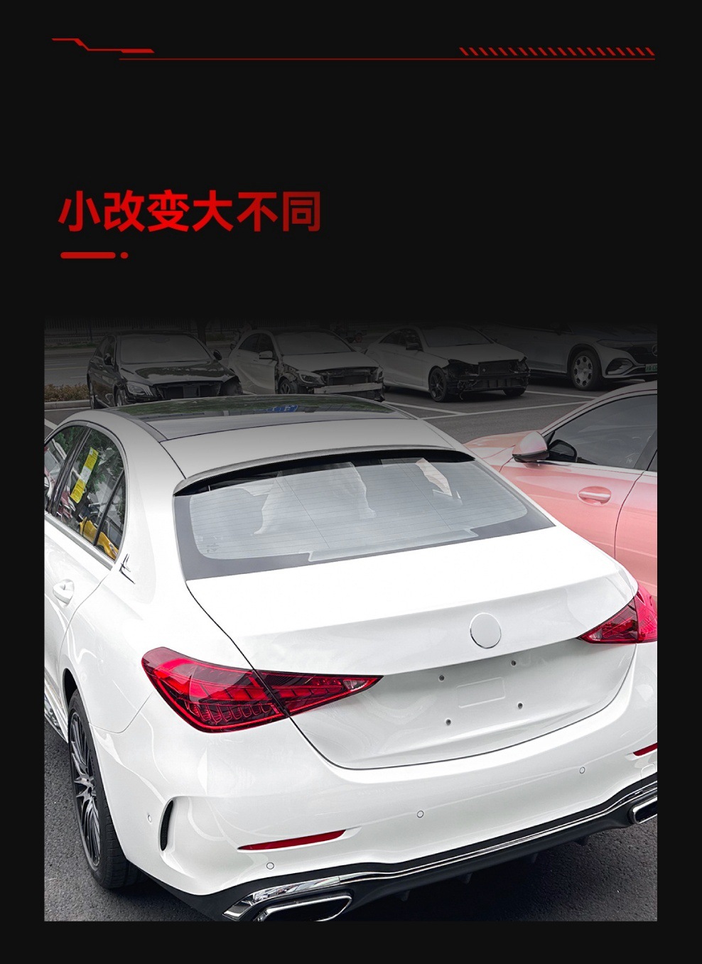Suitable for 2022+ Mercedes-Benz C-Class W206 C200 260 C43 C63 Amg Top Wing Rear Wing Fixed Wing Modification