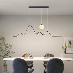 極簡餐廳吊燈新款飯廳餐桌吧檯燈具現代簡約月球燈極簡長條餐廳燈