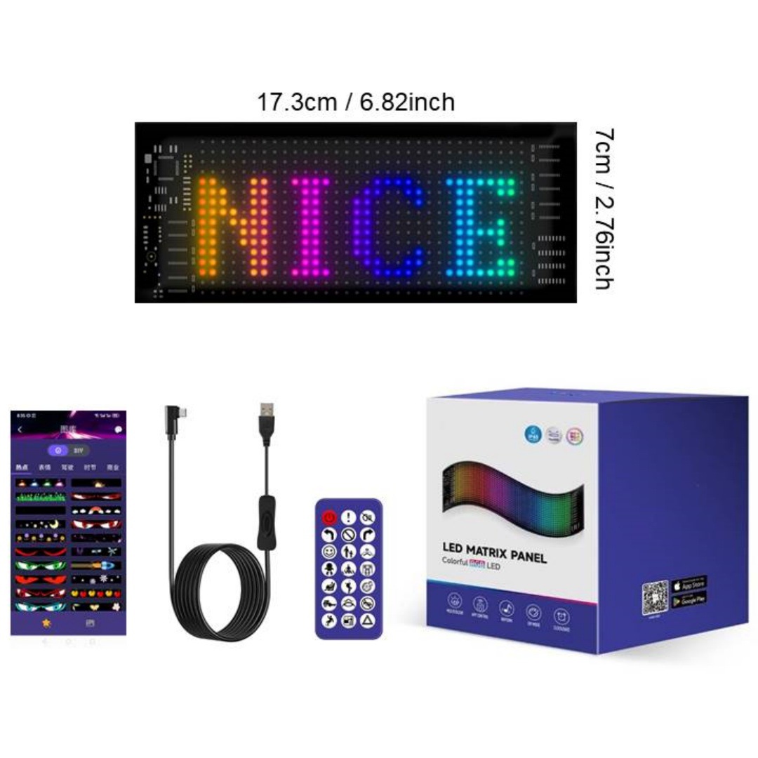 APP Bluetooth Pantalla LED a todo color Tienda de publicidad en automóviles Ojos del diablo LED pegado en automóviles Pantalla flexible pantalla suave