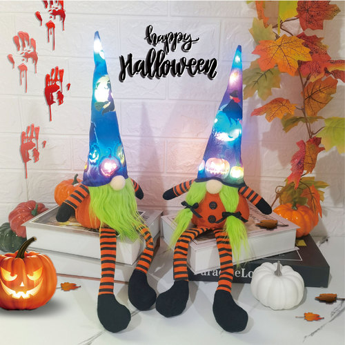 Cross-border Halloween glowing faceless figure party decoration, night light long legged sitting posture lighted doll props ornament