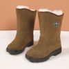 Below zero 40 Cold proof keep warm Snow boots Fur one wool cowhide Gaobang Warm boots Gaobang Cotton-padded shoes