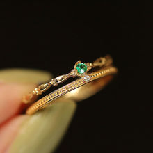 绿钻皇冠戒指女双层镂空食指戒时尚少女心饰品日系清新开口指环