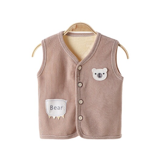 Children's vest, unisex backless top for girls, innerwear for autumn and winter babies, warm lapels for boys, outerwear, thick warm vest