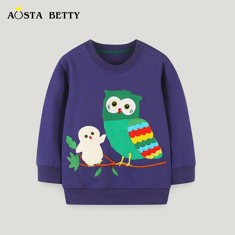 Otoño estilo europeo y americano algodón de punto ropa infantil nueva moda de niños dibujos animados bordados chaqueta de cuello redondo un cabello