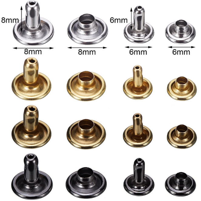 铜铆钉4色厚款无褶皱 8*8mm8*12M双面铆钉皮革帽撞钉柳钉撞钉帽钉