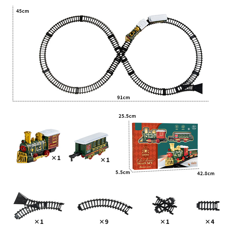 Navidad transfronteriza tren eléctrico simulación de luces y efectos de sonido modelo de tren clásico regalos juguetes de rieles de tren image 9