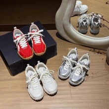 6CM内增高~真皮厚底芭蕾德训鞋女2025新款夏季网面透气运动阿甘鞋