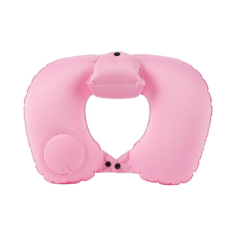 U-shaped back high [flocking] press inflatable pillow-pink