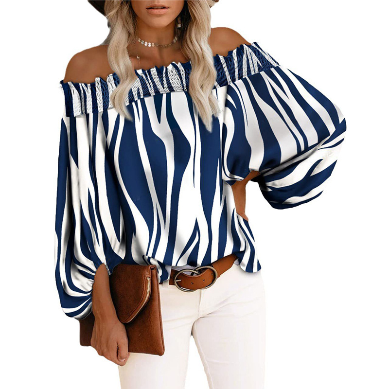 Loose Version Stripe Pattern Summer, Autumn Season Wholesale Women'S Elegant Stripe Long Sleeve Printing Blouses