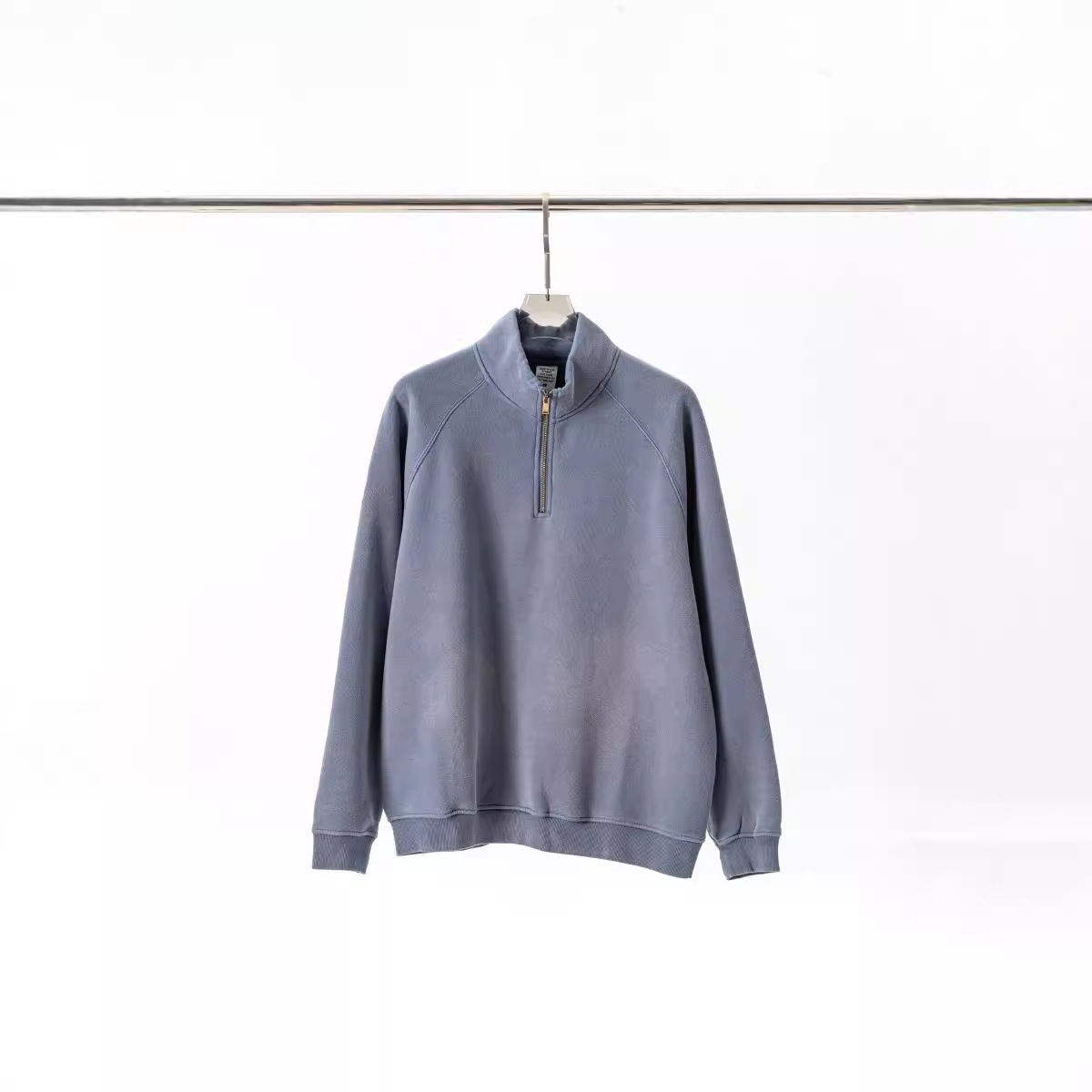 Men's Clothing high street casual sprayed monkey half zip stand collar sweater plus velvet raglan sleeve oversize sweater jacket_voghion.com