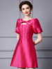 Jacquard polka dot bubble sleeve small A-line skirt short style