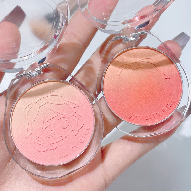 Kakashow Vitality Girl Gradient Blush Matte Fine Glitter Student Party Daily Whitening Peach Milk Tea Color Rouge
