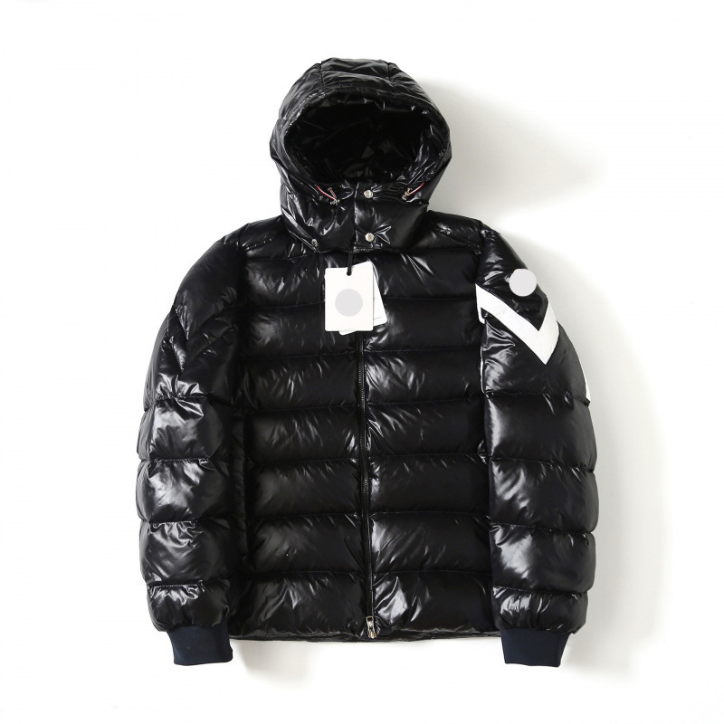 Monc double-peak striped hooded down jacket with detachable hood, new winter warm coat, celebrity style