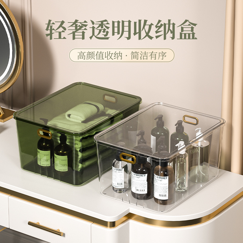 Desktop Storage Box Cosmetic Mask Transparent Arrangement Basket Dormitory Stationery Snacks Sundries Drawer Plastic Storage Rack
