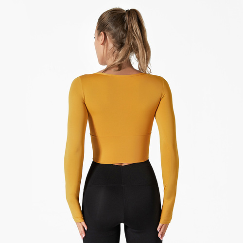 Sports shock-proof tight-fitting yoga clothes, outdoor running quick-drying tops, long-sleeved T-shirts, moisture-wicking, naked-feeling fitness clothes