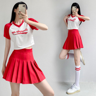 Hot Girl Strap Skirt Pleated Jazz Dance Costume suit Cheerleading Dance Performance Costume Summer