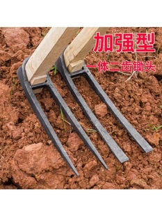 Agricultural All-Steel Long-Handle Two-Tooth Hoe Dual-Purpose for Digging, Land Reclamation, Vegetable Planting, and Farming Tool Three-Tooth Agricultural Rake