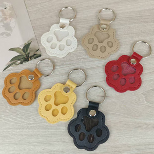 Hot Selling Pet Hair Pu Cosmetics Bag Portable Paw Print Keychain Pendant Hair Commemorative Tag Cat and Dog Pet Tag