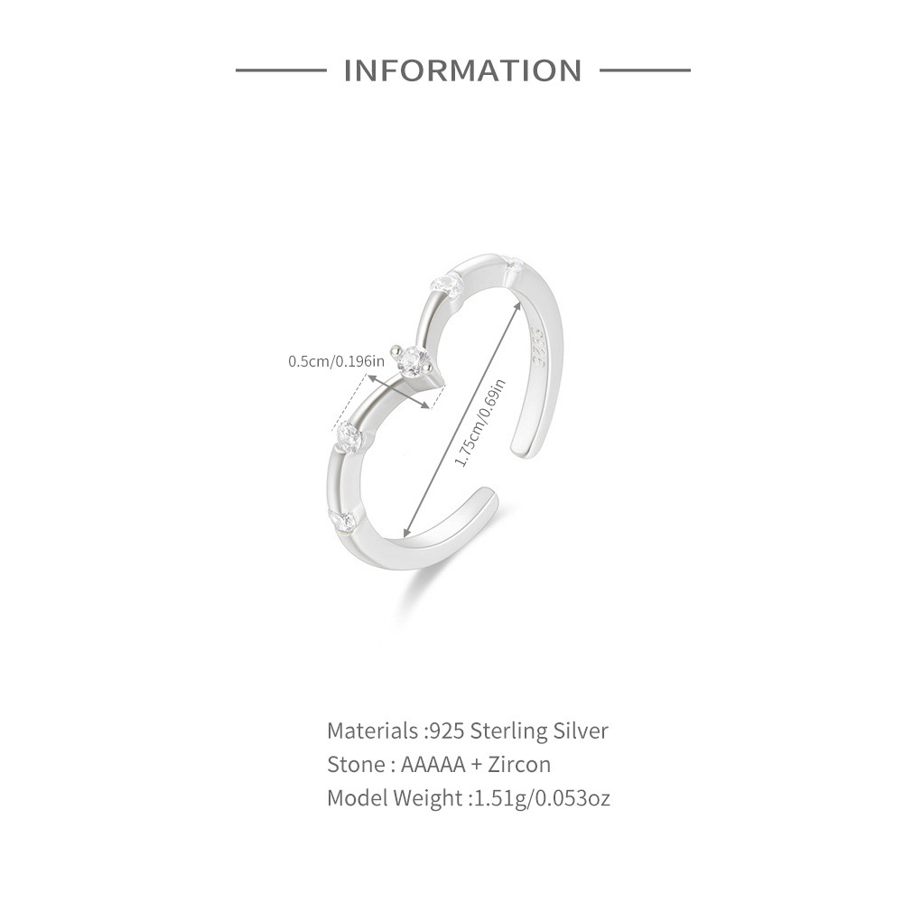 2g Weight Zircon Inlay Material Open Rings Classification Adjustable Ring Size 1 Piece Quantity Daily Occasion 925 Sterling Silver Material Cross, Heart Shape, Butterfly Pattern All Seasons Season Women's Gender Plating, Inlay Design Simple Style, IG Style Style 925 Sterling Silver Zircon Cross Heart Shape Butterfly Open Rings 925 Sterling Silver Rings 2
