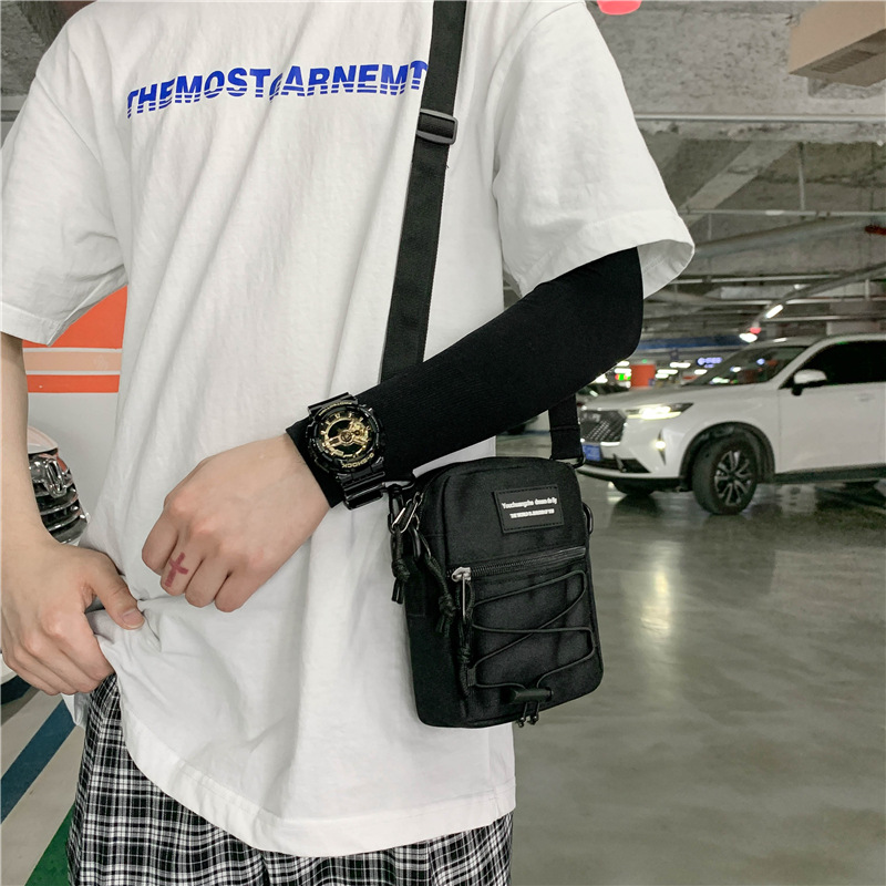 67g Weight Zipper Closure Type Single Shoulder Strap Strap Type Crossbody Bag Bags Type Nylon Material Letter Pattern Streetwear Style Square Shape Khaki, Light Grey, White, Black Color Small Size Small Nylon Letter Streetwear Square Zipper Crossbody Bag 37