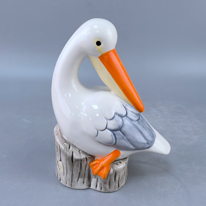 Artesanías de aves acuáticas de cerámica Adornos de aves para niños Patio rocalla Piscina Jardín Escenario Swan Animal Statue