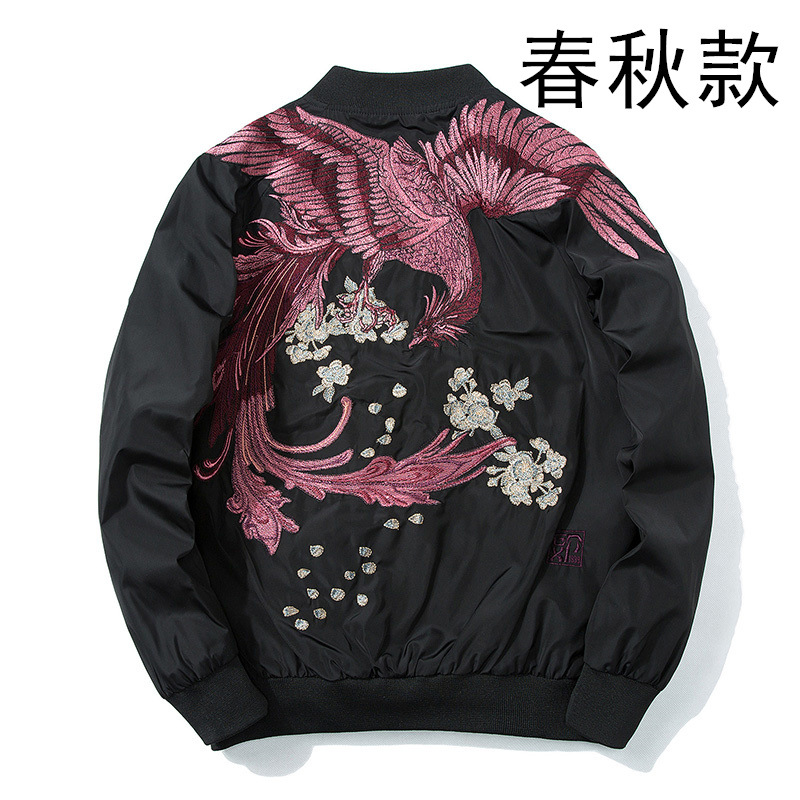 Primavera y otoño nuevo bordado chaqueta voladora uniforme de béisbol hombres moda marca chaqueta superior