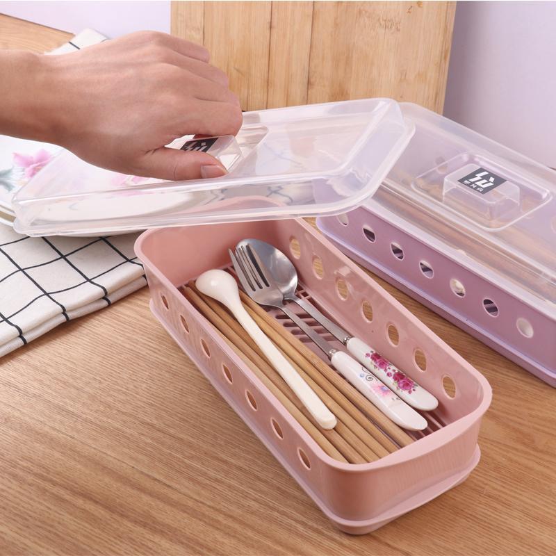 批发吸管勺子筷子筒筷子笼筷子盒架桶刀叉带盖沥水托餐具收纳家用|ru