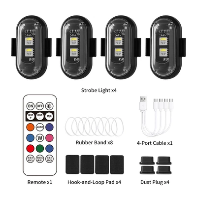 Light, Rechargeable RGB Warning Light for – Other lights - four-lights-and-one-remote-control-magic-tape-split-line-version