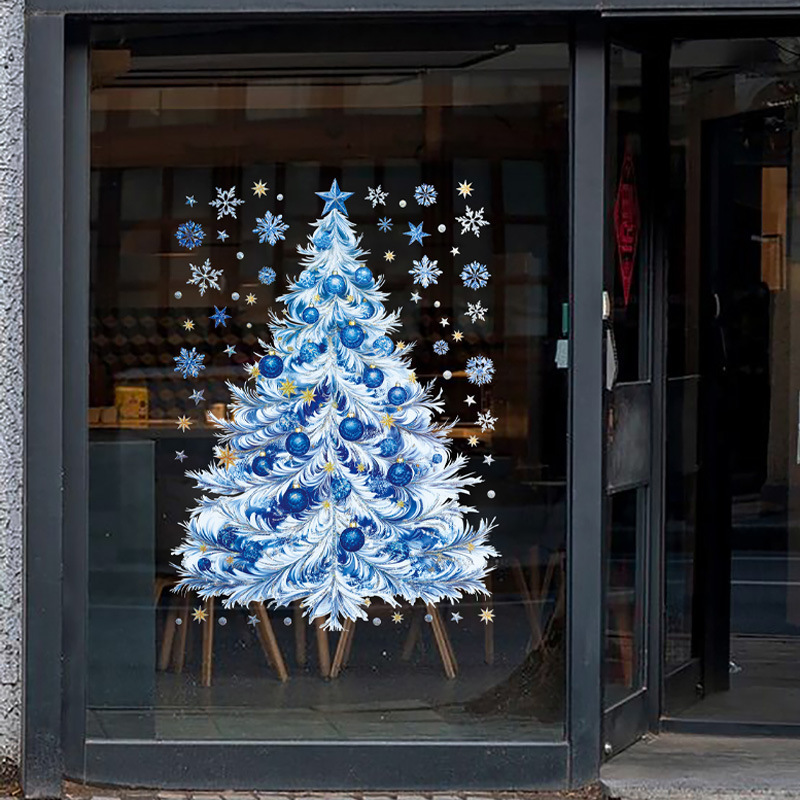 新しいクリスマス装飾静電気シール両面同色のクリスマスツリー静電気窓貼りガラス扉クロスボーダー窓貼り|undefined