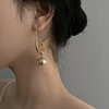法式复古几何珍珠耳环时尚气质自然风耳钩简约个性文艺范百搭耳饰|ru