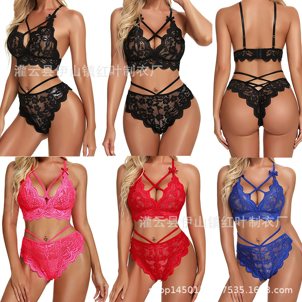 2021 유럽과 미국의 새로운 란제리 여성용 레이스 란제리 원피스 잠옷 등이없는 원근감 잠옷