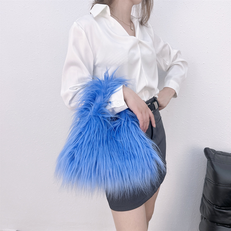 Women's Medium All Seasons Imitation Fur Solid Color Basic Square String Handbag display picture 4