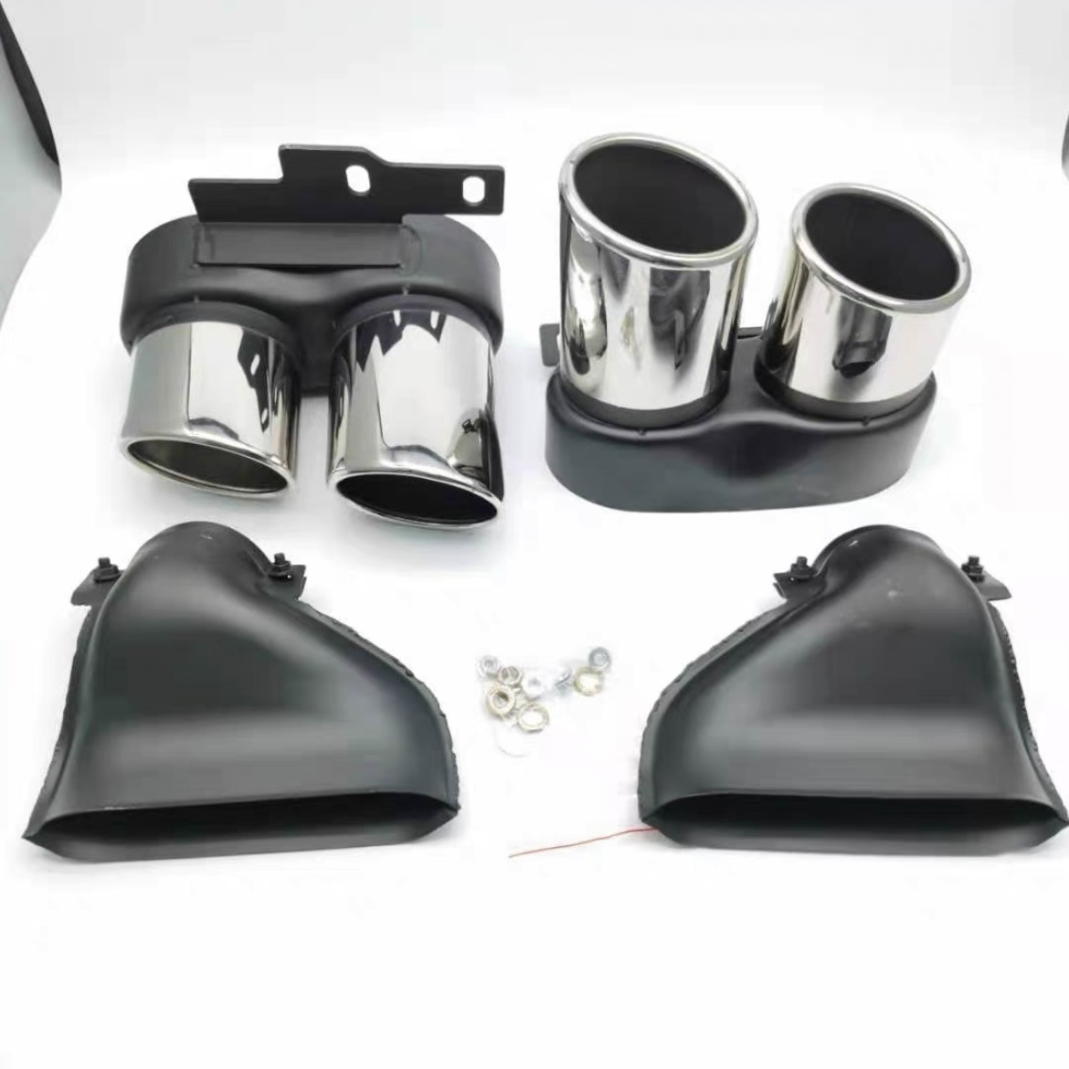 Suitable for 19-25 Audi C8A6 Modified S6 Rear Lip Four-Out Tail Throat Exhaust Rear Surround Black Warrior Kit