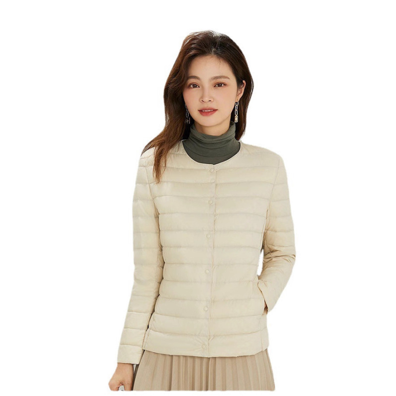 跨境羽绒服女轻薄短款便携式内胆新款秋冬外套女V领469874 478575|undefined