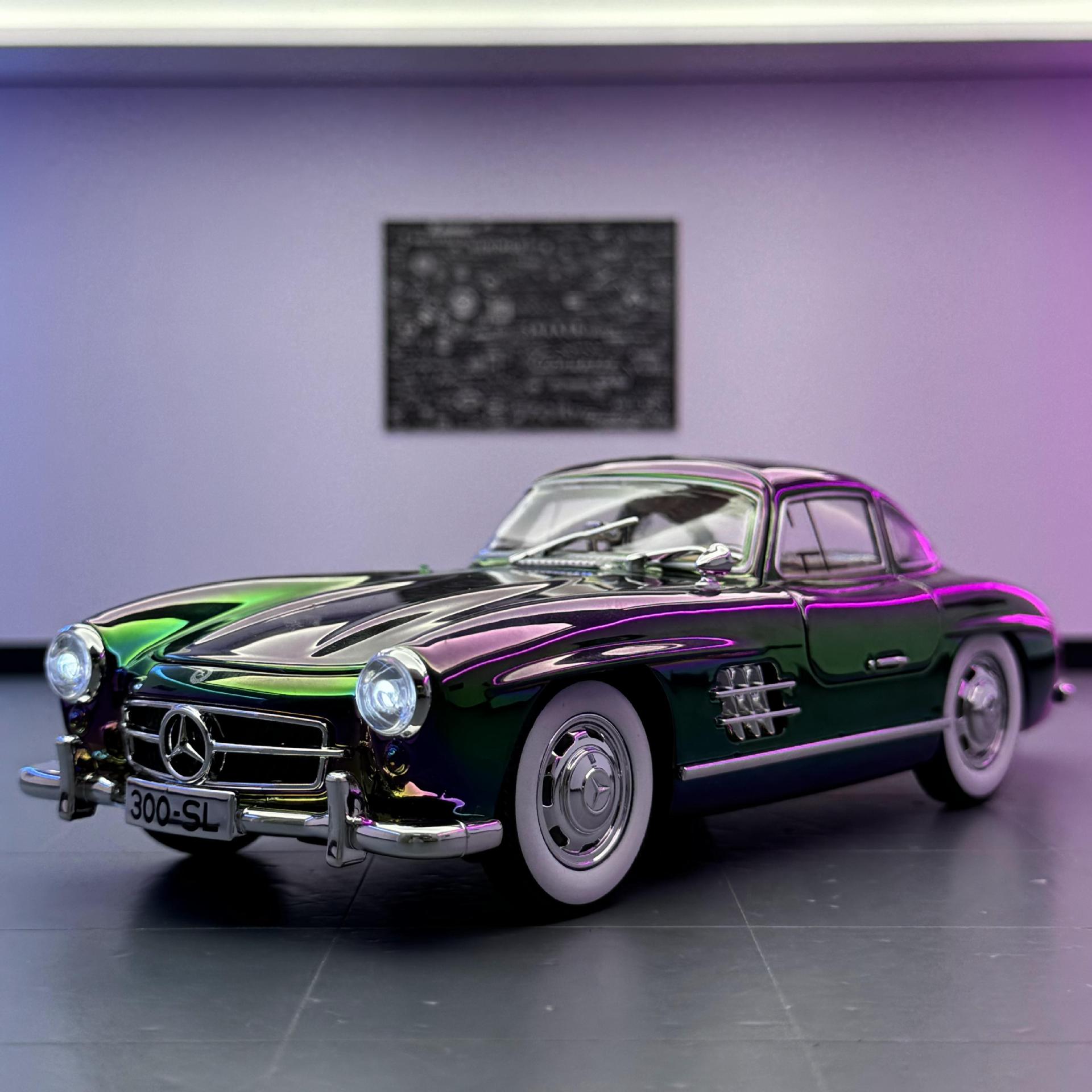 Modelo de coche Weili 1 a 24 Daben 300SL versión de galvanoplastia de luz y sonido, juguete, modelo de sonido de coche, decoración