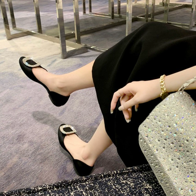 Версия из овчины ~ квадратная пряжка со стразами, сандалии на плоской подошве из натуральной кожи с открытым носком, сандалии для женщин, летние туфли Мэри Джейн в сказочном стиле