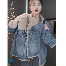 女童复古牛仔加绒外套秋冬款洋气宝宝加厚上衣儿童冬装棉衣女孩潮