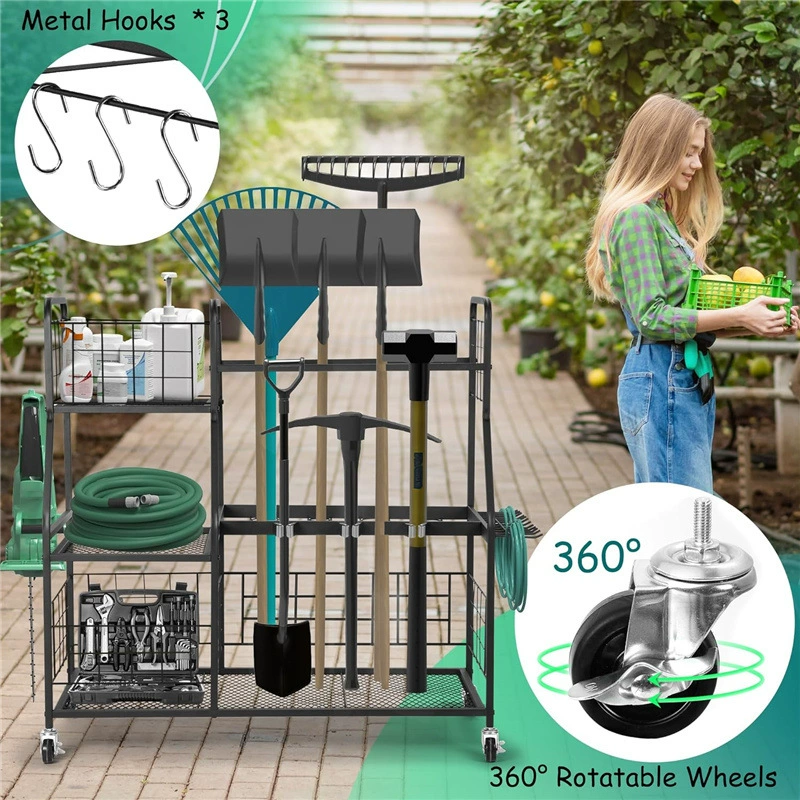 Garden tool storage rack with wheels Power tool storage box Tool bracket Organizing storage rack storage rack