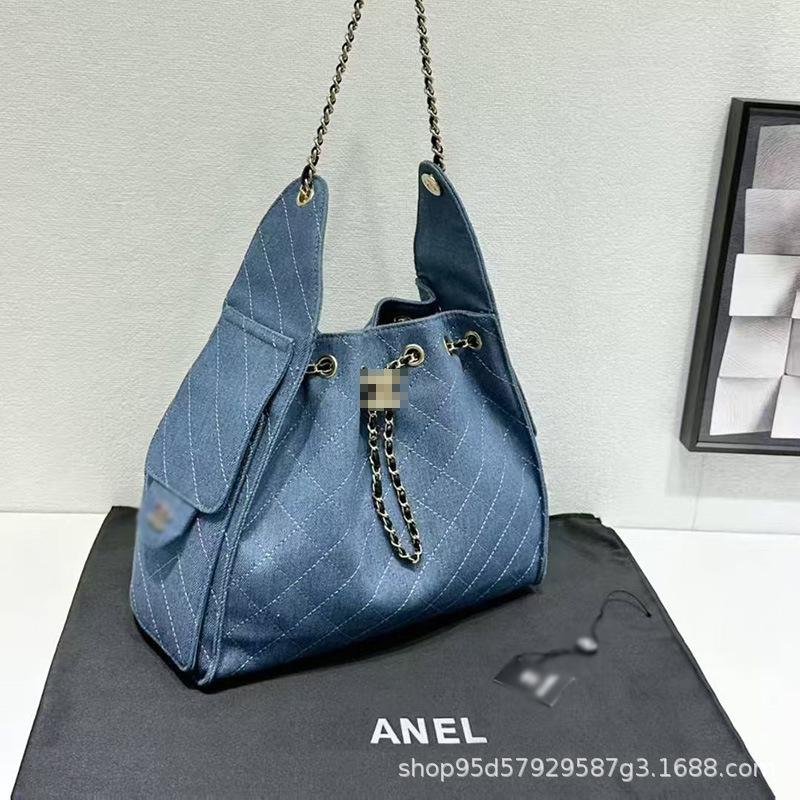 新款香家25C高品质水桶包25bag真皮hobo包复古菱格链条包单肩手提|undefined