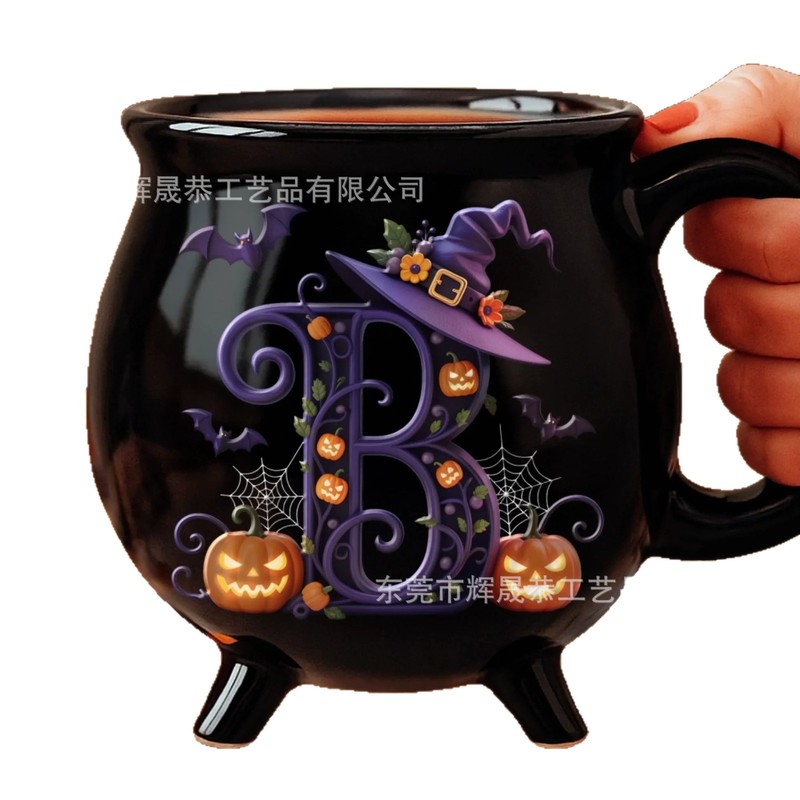 跨境新款Ceramic Cauldron Coffee Mug陶瓷大锅咖啡杯12oz|undefined