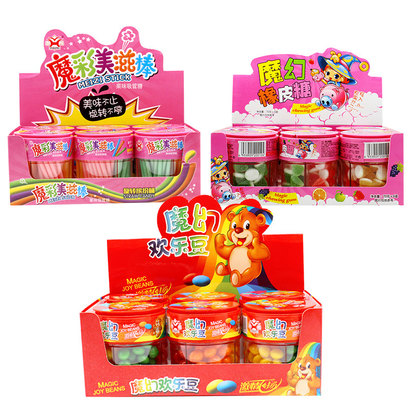 Three Flavored Fruits Suckers in Bottles with Straw, Wholesaler of Children's Leisure Snacks and Rubber Candies