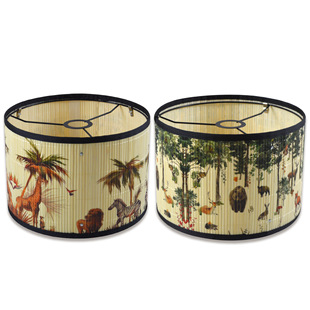 Cross-border Bamboo Products Homestay Decorative Lampshade Animal Pattern Removable Lamp with Chandelier Floor Lamp Table Lamp Lampshade