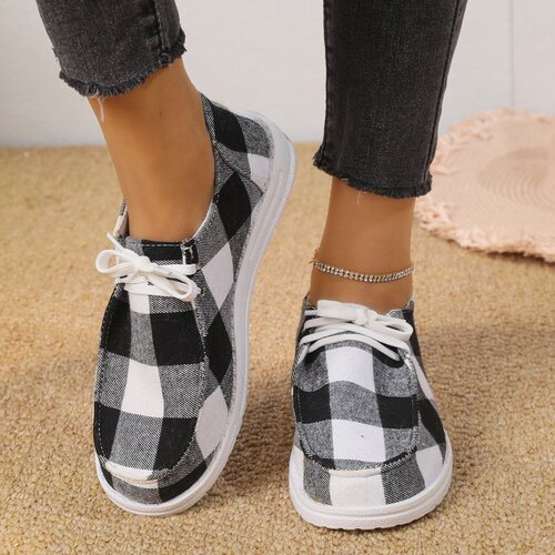 Foreign Trade Casual Plus-Size Canvas Low-Top Women's Shoes 2024 Autumn New Arrival Women's Shoes for Outdoors Lace-Up Comfortable Soft Sole temu