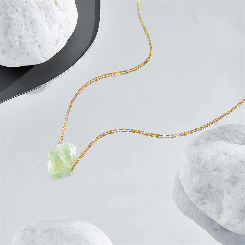 Simple Style Geometric Copper Pendant Necklace Natural Stone Copper Necklaces