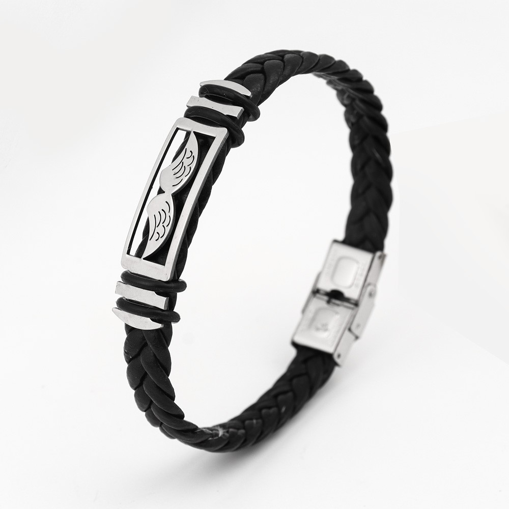 20g Weight Bangle Classification Leather Chain Material 1 Piece Quantity Holiday, Daily Occasion 304 Stainless Steel, Pu Leather Material Solid Color Pattern All Seasons Season Men's Gender Plating Design Retro, Punk Style Retro Punk Solid Color 304 Stainless Steel Pu Leather Plating Men's Bangle Men Cord & Leather Bracelets 5