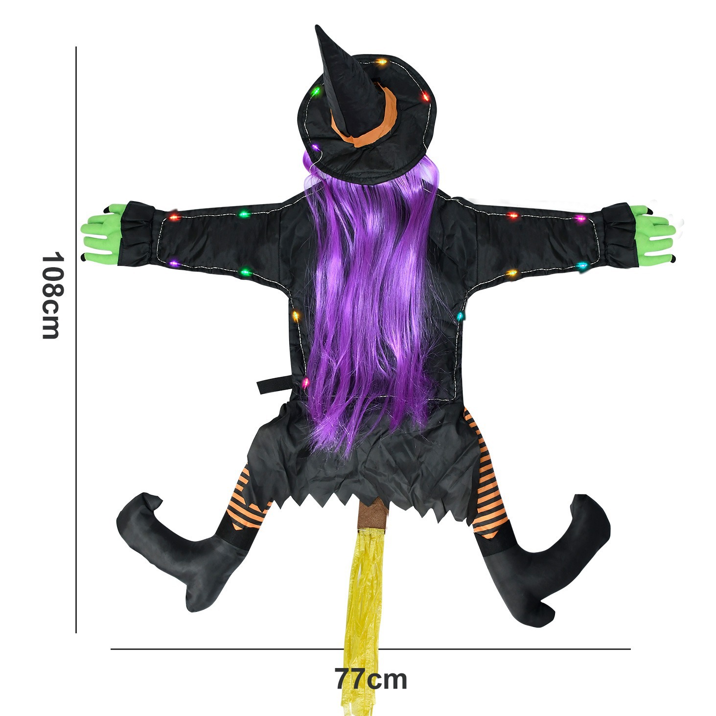 Halloween Tree Climbing Witch LED Luminous Halloween Tree Holding Witch Decoración de patio de Halloween Witch Luminous